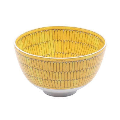 エルメス HERMES ソレイユドゥエルメス ボウルPM 食器 アクセサリー 陶器 ホワイト メンズ レディース イエロー系 / ホワイト系 / グレー系 【中古】