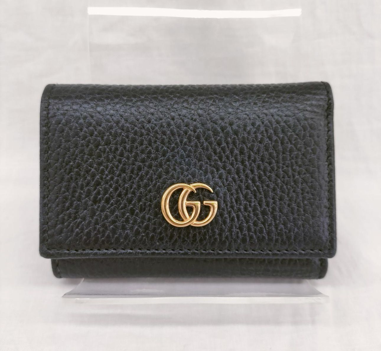【極美品✨】現行品 グッチ GGマーモント ミディアムウォレット 黒 GUCCI グッチ 三つ折り財布 レディース GGマーモント ブラック