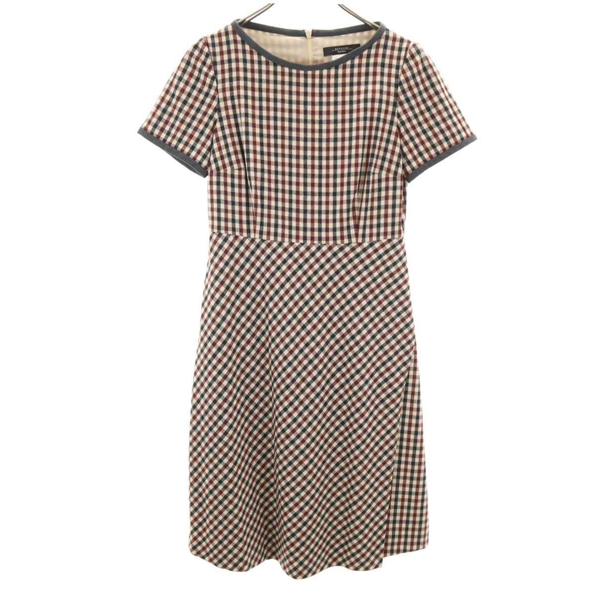 MAX MARA Weekend マックスマーラウィークエンド ウールブレンド チェック柄 半袖 ワンピース 38 グレー系