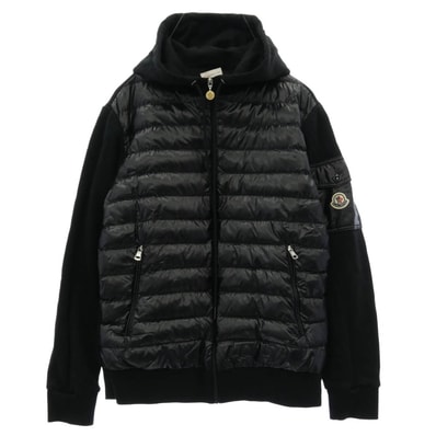 MONCLER モンクレール パーカー H10918G00009 809KR モンクレールジャパンタグ MAGLIA CON CAPPUCCIO マグリア コン カプチーオ ダウン切替 ジップアップ パーカー フーディ ブラック系 L【中古】