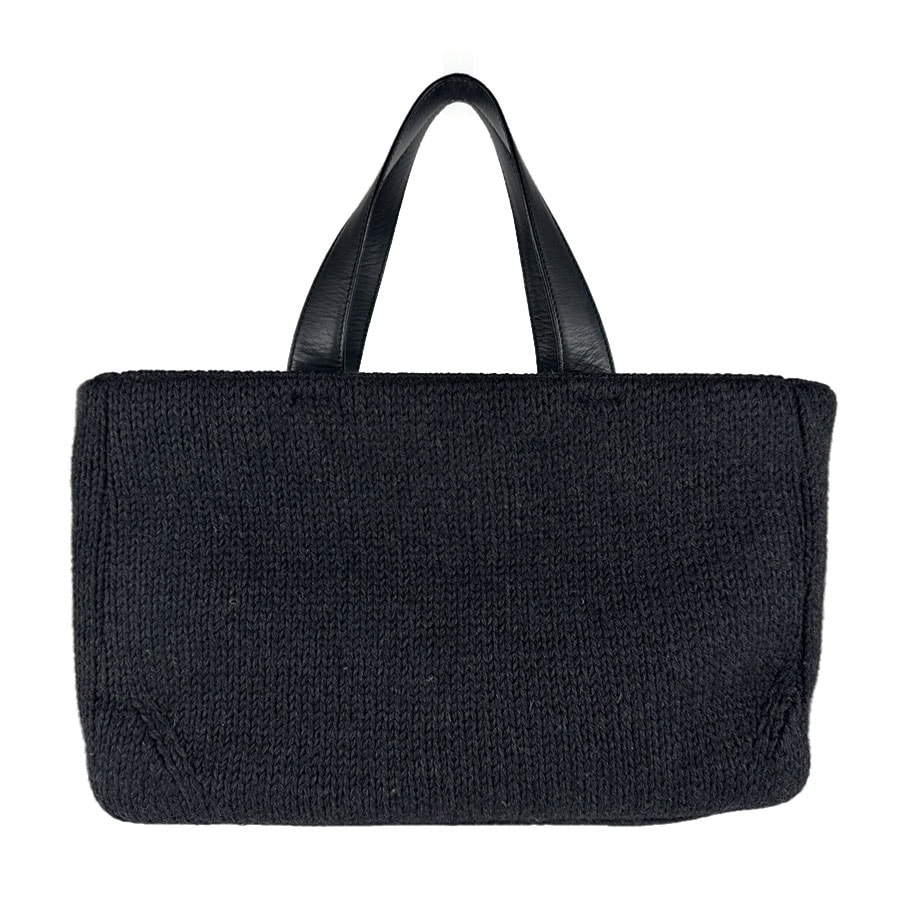 プラダ PRADA ハンドバッグ ウール/レザー グレーブラック レディース【中古】 z9472