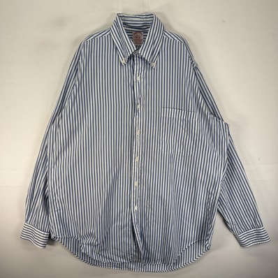 古着 ブルックスブラザーズ Brooks Brothers USA製 長袖シャツ ボタンダウン 胸ポケット USA製 M ブルー系 ストライプ メンズ