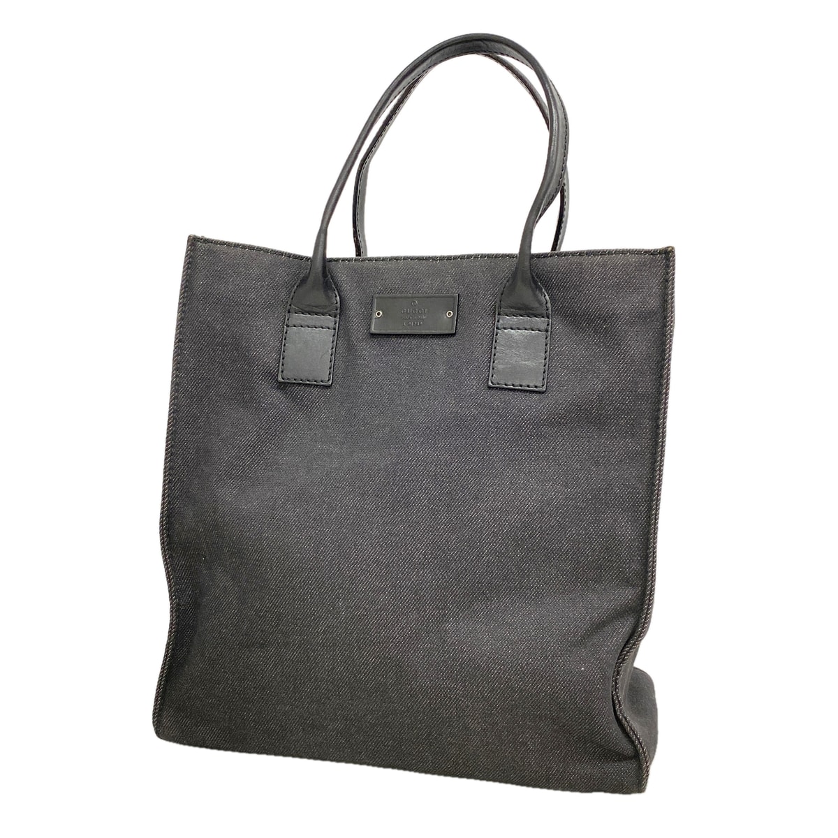 【6ge6319-k】グッチ トートバッグ 91249 デニム ブラック シルバー金具【中古】レディース