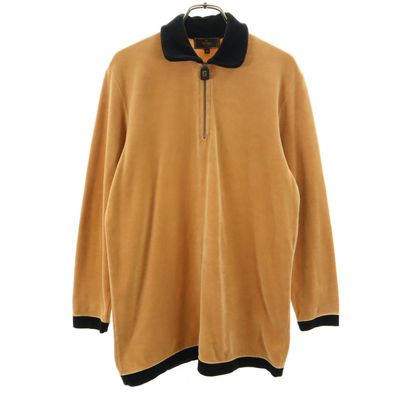 FENDI フェンディ 90s 長袖 ハーフジップ ベロア ポロシャツ