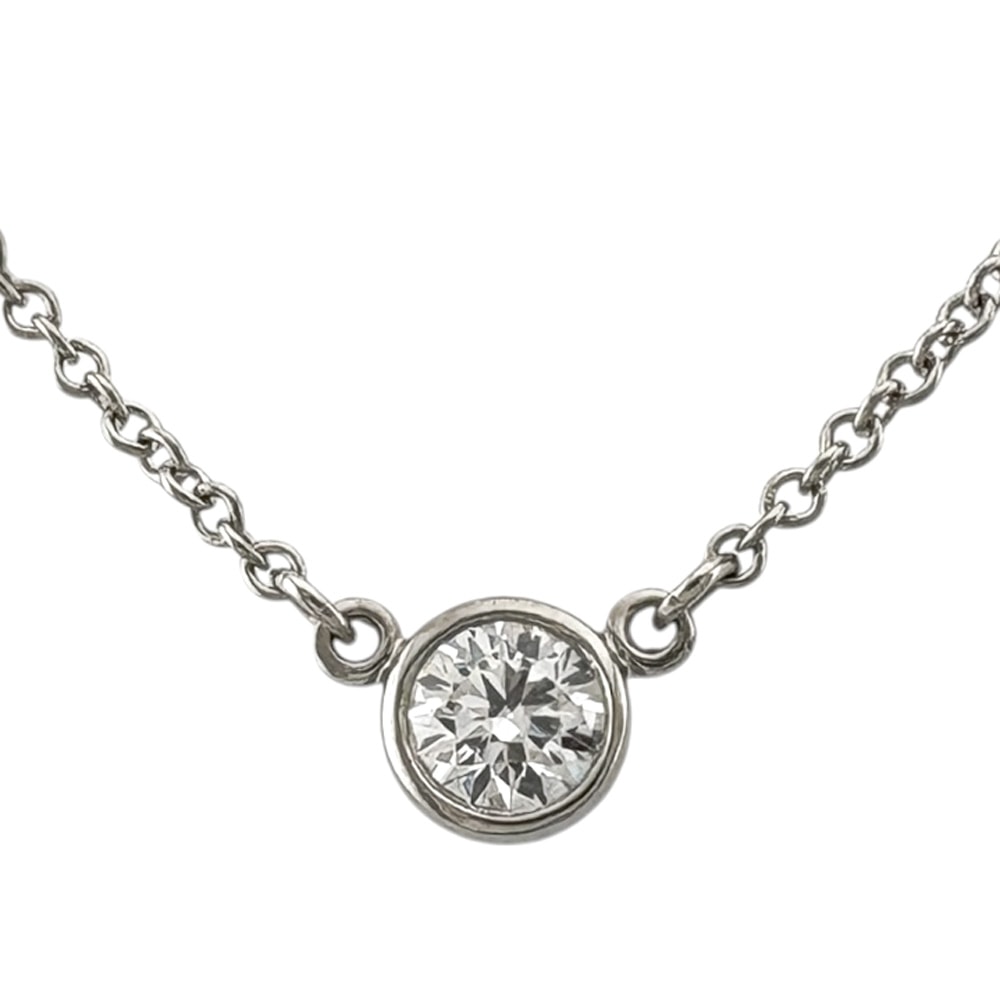 ティファニー バイザヤード 約0.14ct ネックレス Pt950プラチナ ダイヤモンド 引き輪に950 レディース TIFFANY&Co.  中古