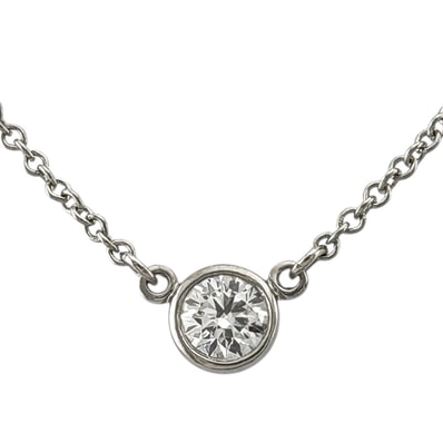 ティファニー バイザヤード 約0.14ct ネックレス Pt950プラチナ ダイヤモンド 引き輪に950 レディース TIFFANY&Co. 中古