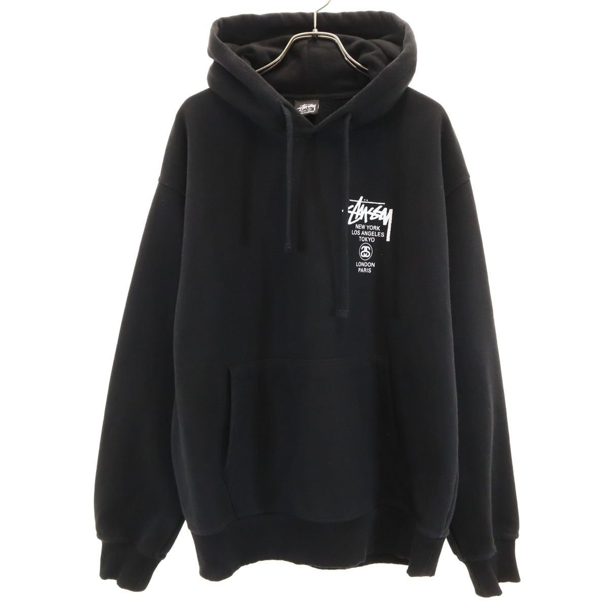 STUSSY ステューシー バックロゴ 長袖 スウェットパーカー M ブラック