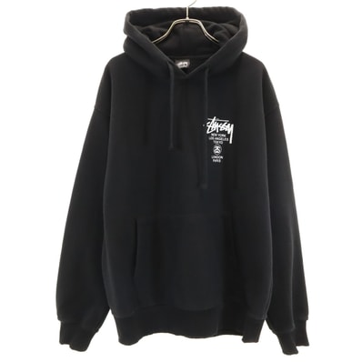 STUSSY ステューシー バックロゴ 長袖 スウェットパーカー M ブラック