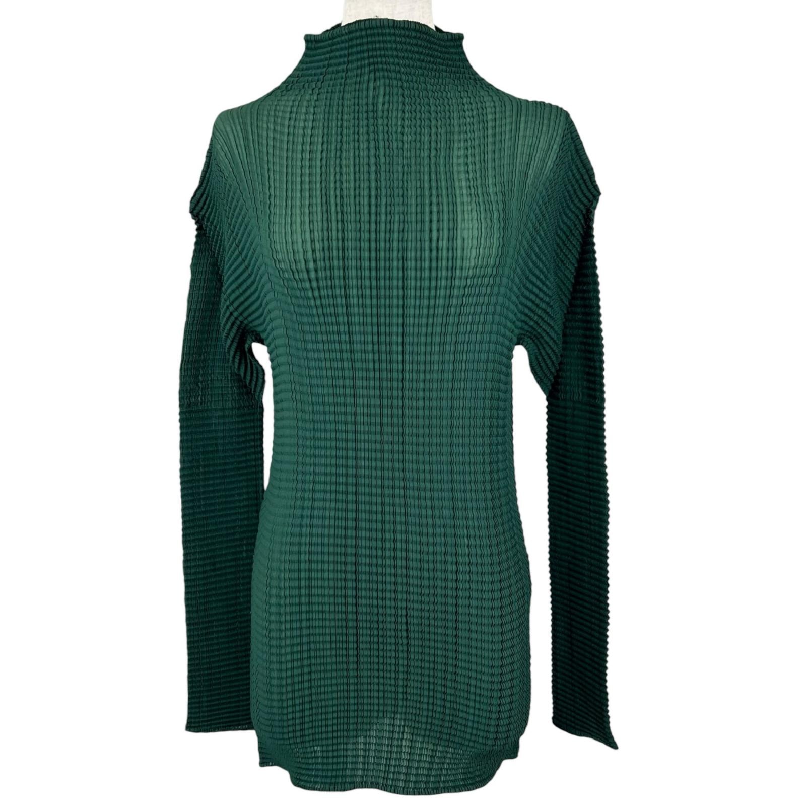 極美品 イッセイミヤケ カットソー ダークグリーン M IM71-FJ507