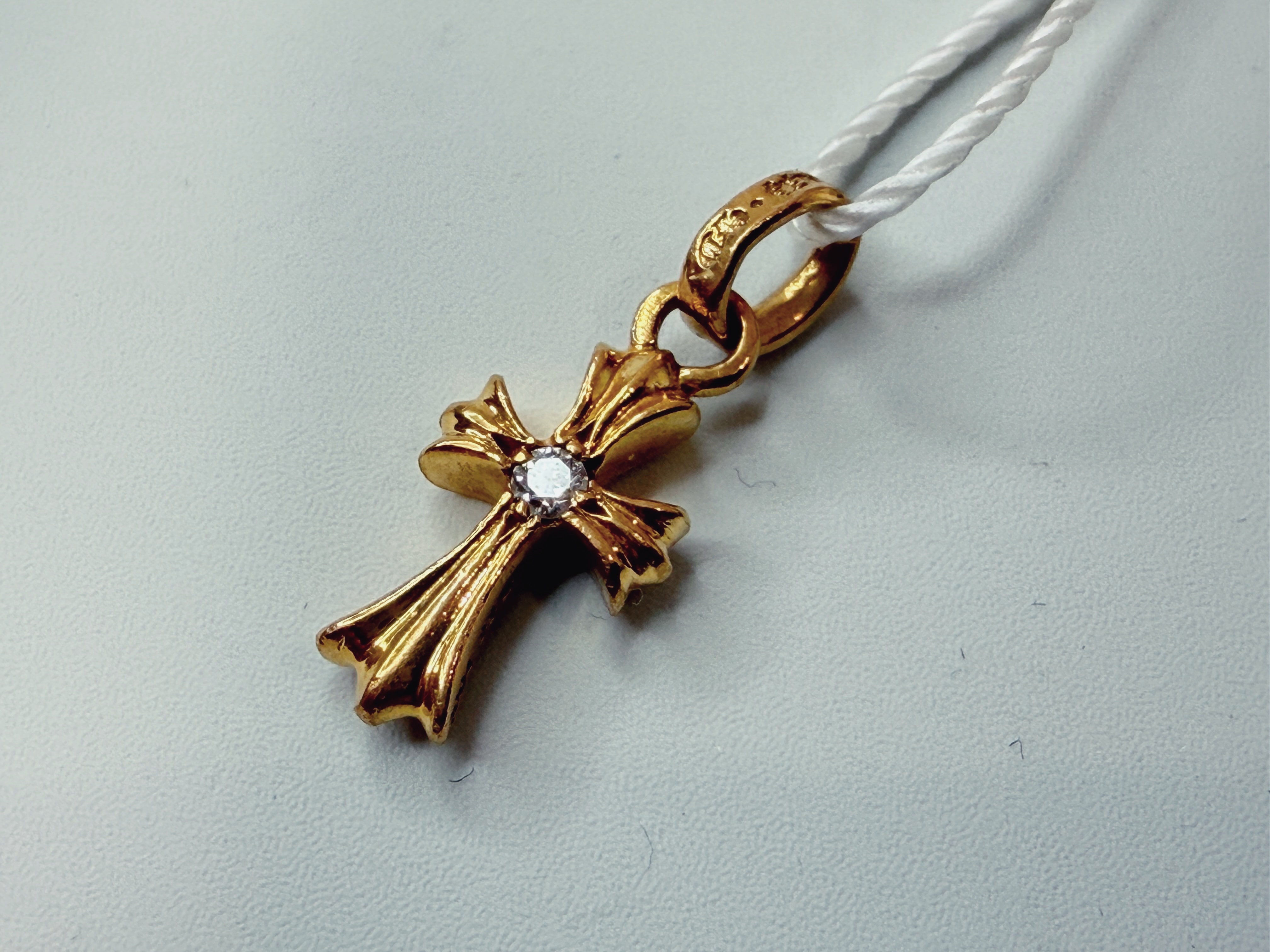 Chrome Hearts 22K CH Cross Baby Fat Charm (1 Diamond On Each Side) "Yellow Gold"