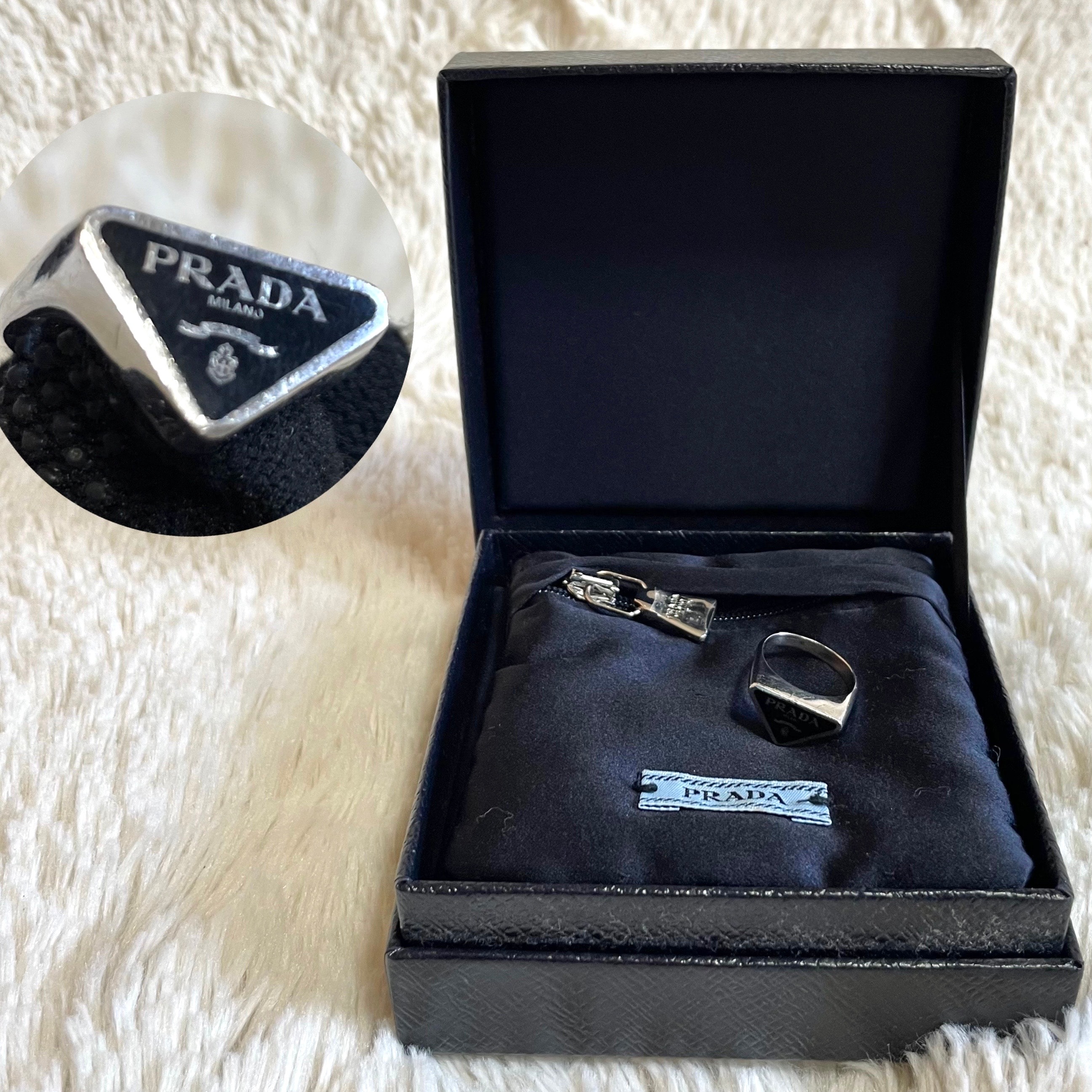  PRADA プラダ 13号 三角ロゴ シルバー 925 銀 リング 指輪