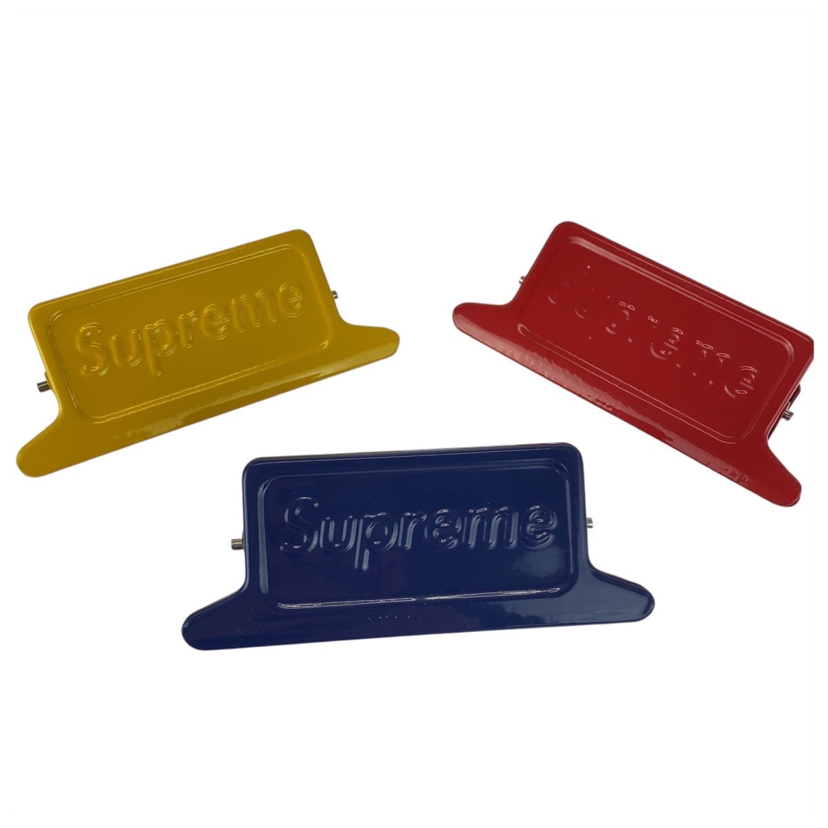 新品未使用 Supreme シュプリーム SUPREME×DULTON レッド ブルー イエロー メタル クリップ 3色セット 601831 【中古】