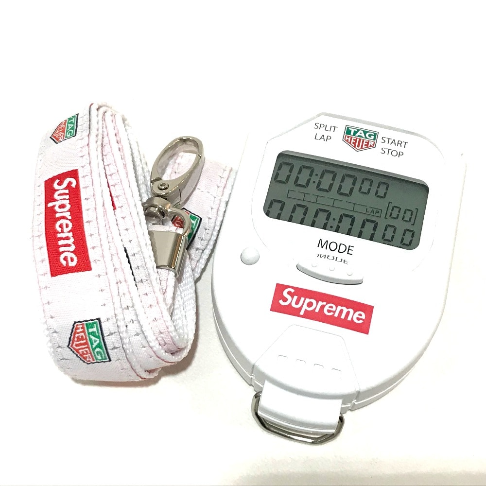 シュプリーム Supreme タグホイヤー コラボ ストップウォッチ ポケット 置時計 ホワイト 未使用