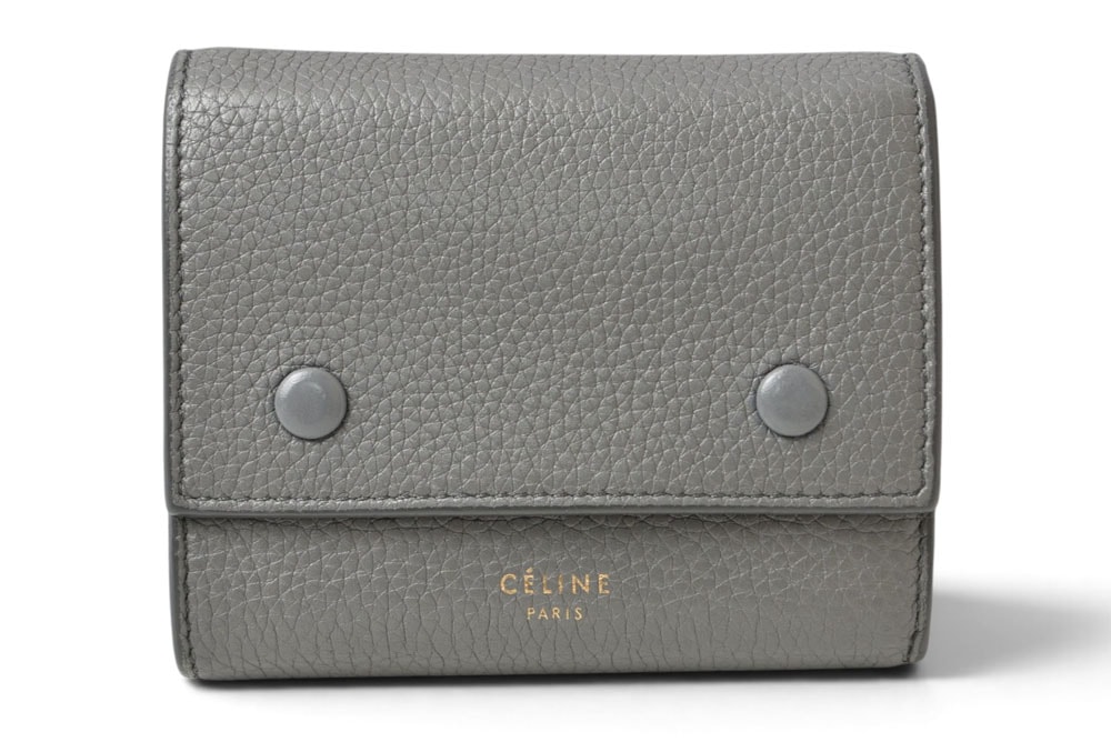 セリーヌ 財布/ミニ財布 CELINE 104903XFL スモール フォールデッド マルチファンクション 三つ折り財布 グレー ライトブルー レザー レディース【中古】