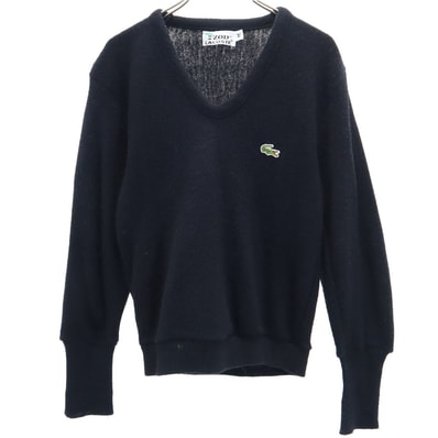 LACOSTE ラコステ 70s 糸巻きタグ ヴィンテージ 長袖 セーター M ブラック ニット