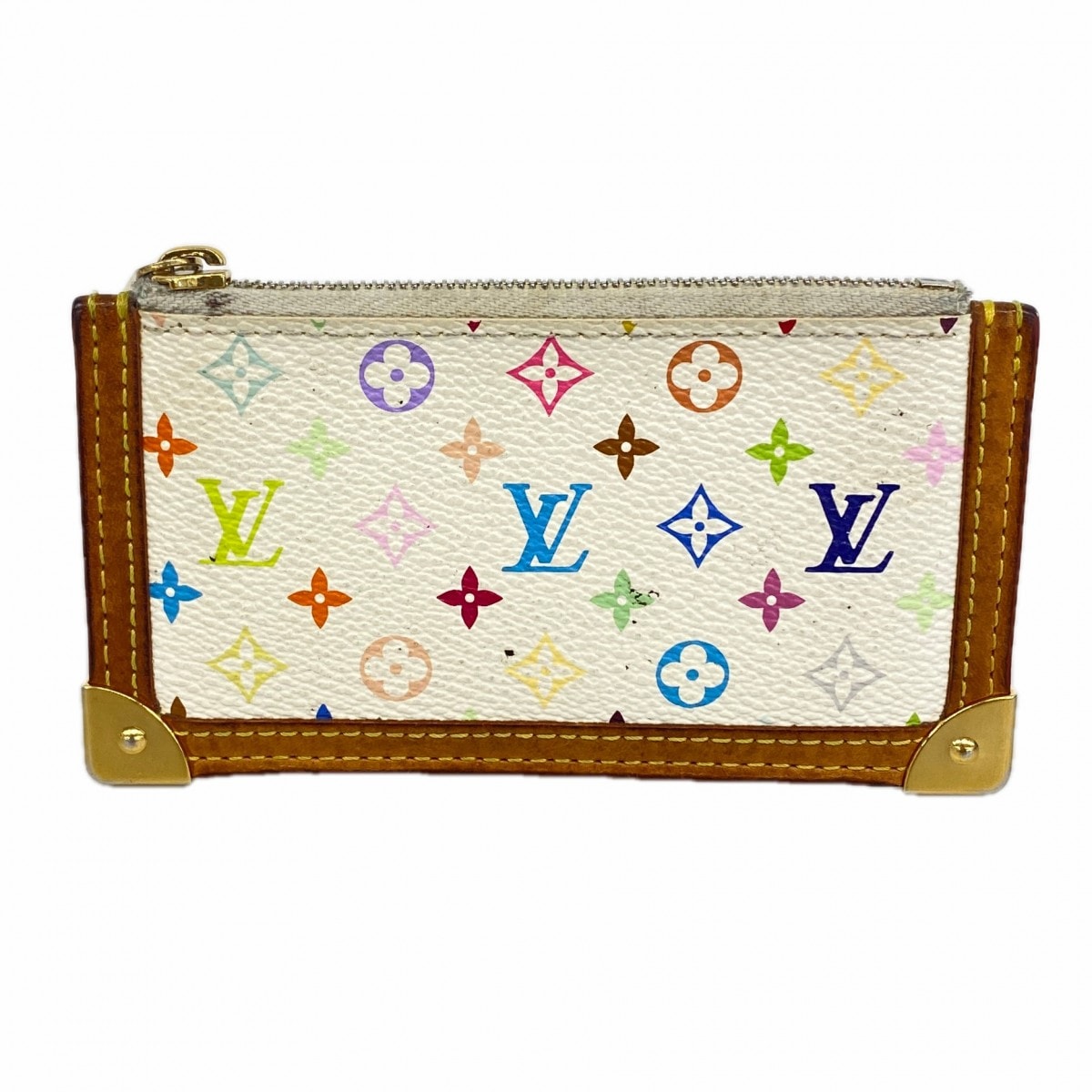 【6gd4109】ルイヴィトン コインケース モノグラム・マルチカラー ポシェットクレ M92655 ブロン【中古】レディース