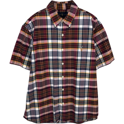 古着 ラルフローレン Ralph Lauren CLASSIC FIT 半袖 ボタンダウン チェックシャツ メンズL相当/eaa477592