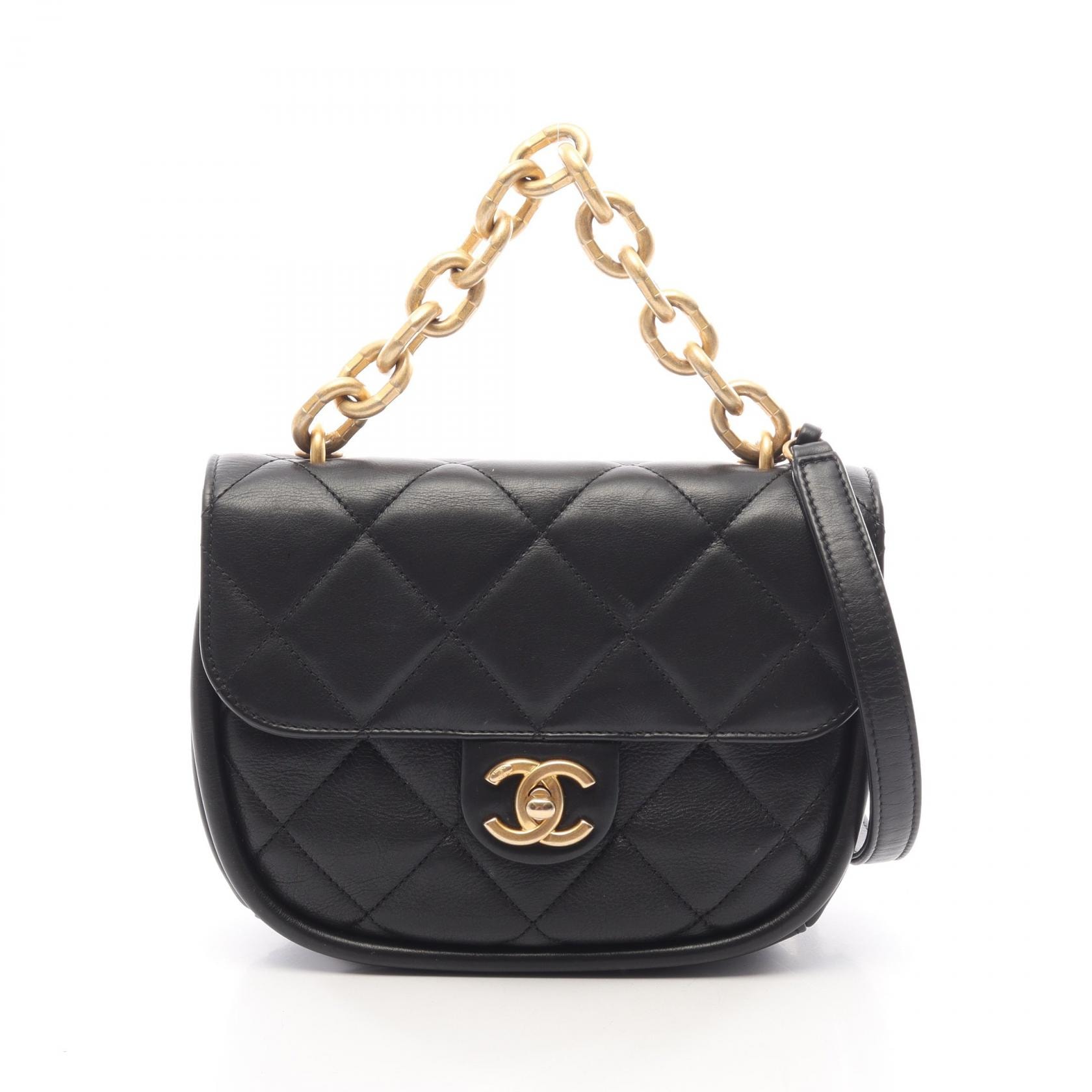 シャネル CHANEL マトラッセ 2WAY ショルダーバッグ バッグ ラムスキン(羊革) レディース ブラック系 【中古】