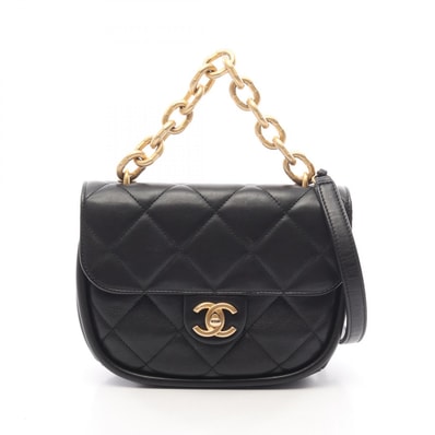 シャネル CHANEL マトラッセ 2WAY ショルダーバッグ バッグ ラムスキン(羊革) レディース ブラック系 【中古】
