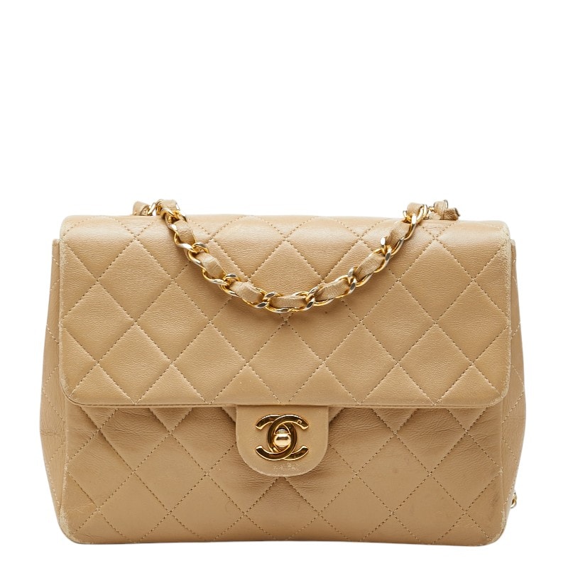 シャネル マトラッセ ココマーク チェーン ショルダーバッグ ベージュ ラムスキン レディース CHANEL 【中古】