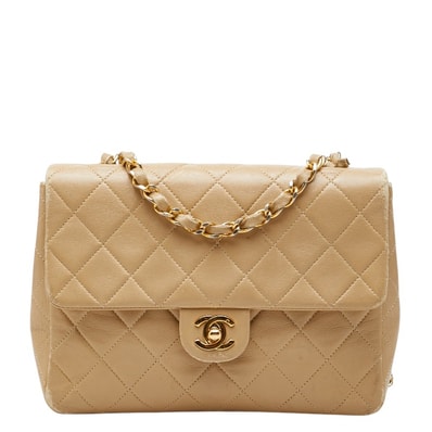 シャネル マトラッセ ココマーク チェーン ショルダーバッグ ベージュ ラムスキン レディース CHANEL 【中古】