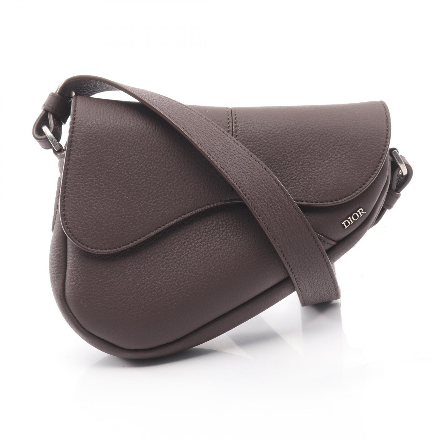 ディオール Dior サドル クロスボディ ショルダーバッグ バッグ レザー メンズ ブラウン系 【中古】
