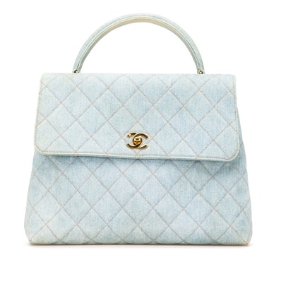 シャネル ココマーク キルティング ハンドバッグ トップハンドル ライトブルー デニム レディース CHANEL 【中古】