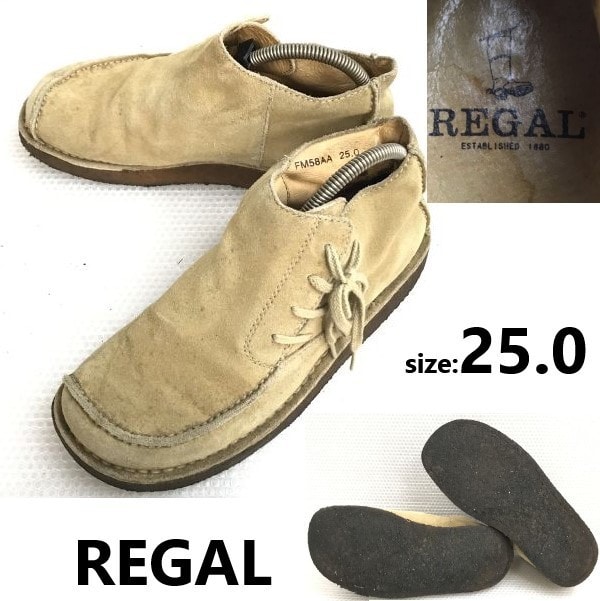 REGAL/リーガル★デザートブーツ/スエードショートブーツ【25.0/beige/ベージュ】クレープソール//Leather/Dress shoes/boots◆bB-174