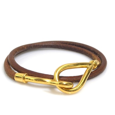 エルメス HERMES ブレスレット ジャンボ レザー/メタル ブラウン/ゴールド ユニセックス【中古】 h32166j