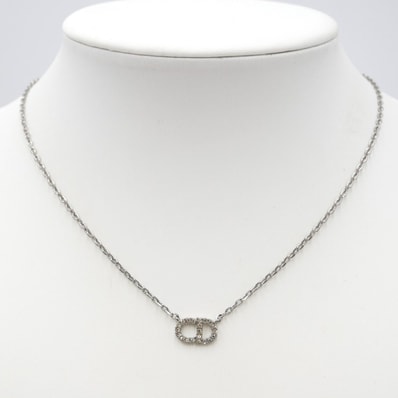 Christian Dior(クリスチャン ディオール) クレール ディー リュヌ ネックレス レディース CDロゴ ラインストーン シルバーカラー 47cm 【中古】