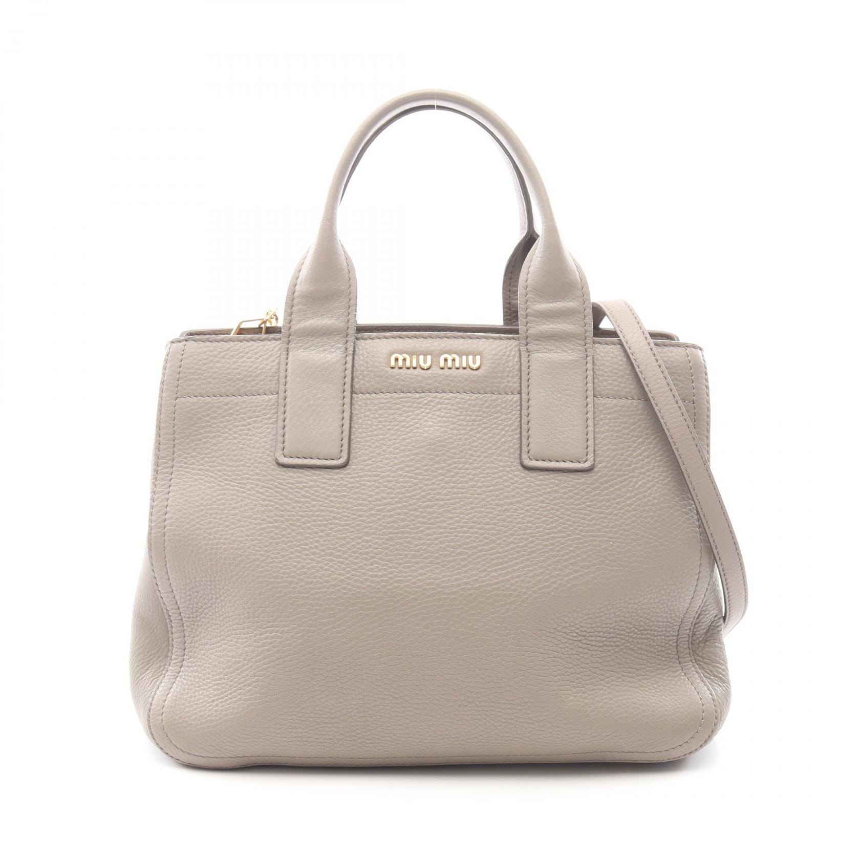 ミュウ ミュウ Miu Miu ハンドバッグ バッグ レザー レディース グレー系 【中古】