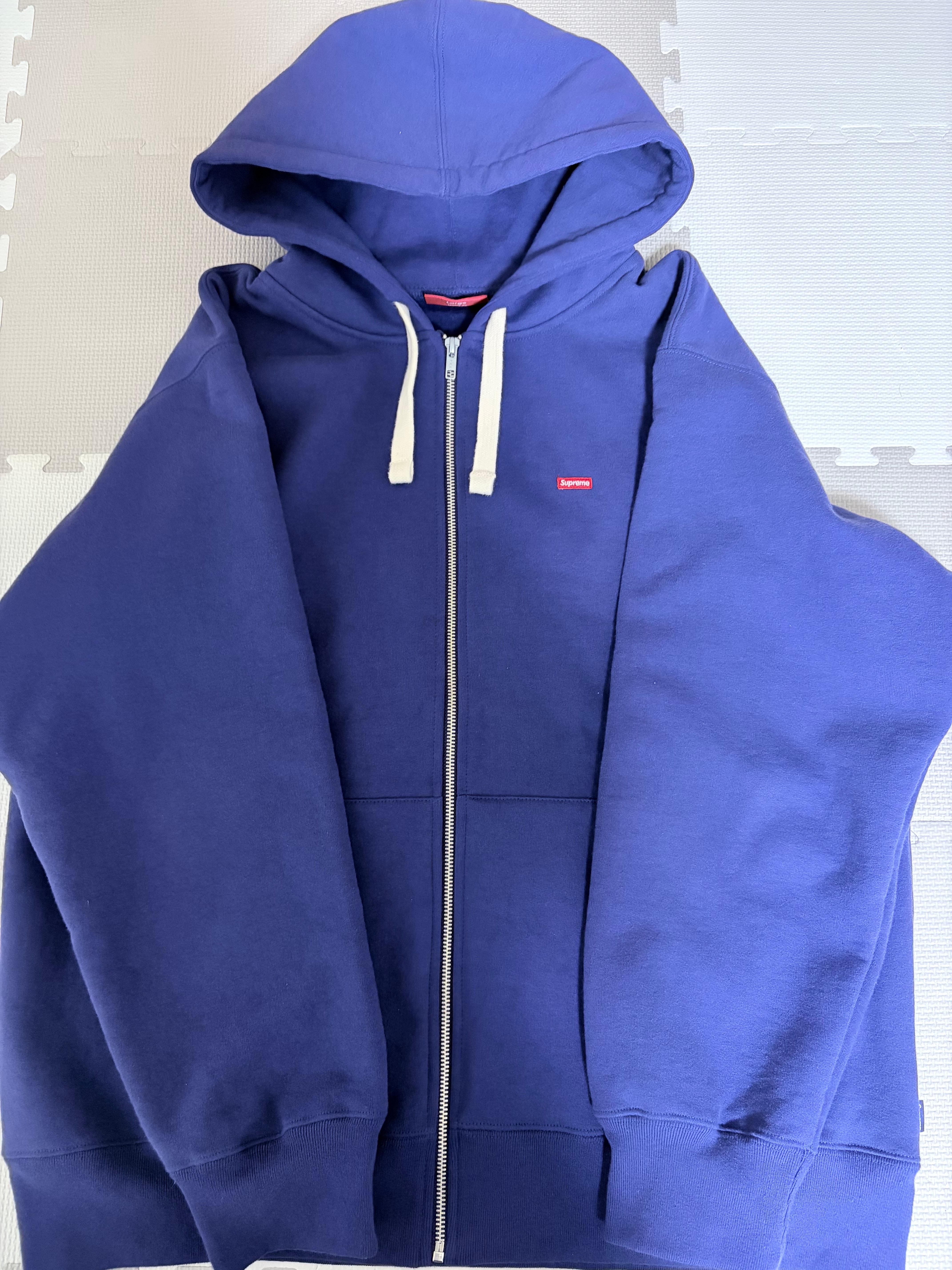 Supreme Small Box Drawcord Zip Up Hooded Sweatshirt "Washed Navy"
