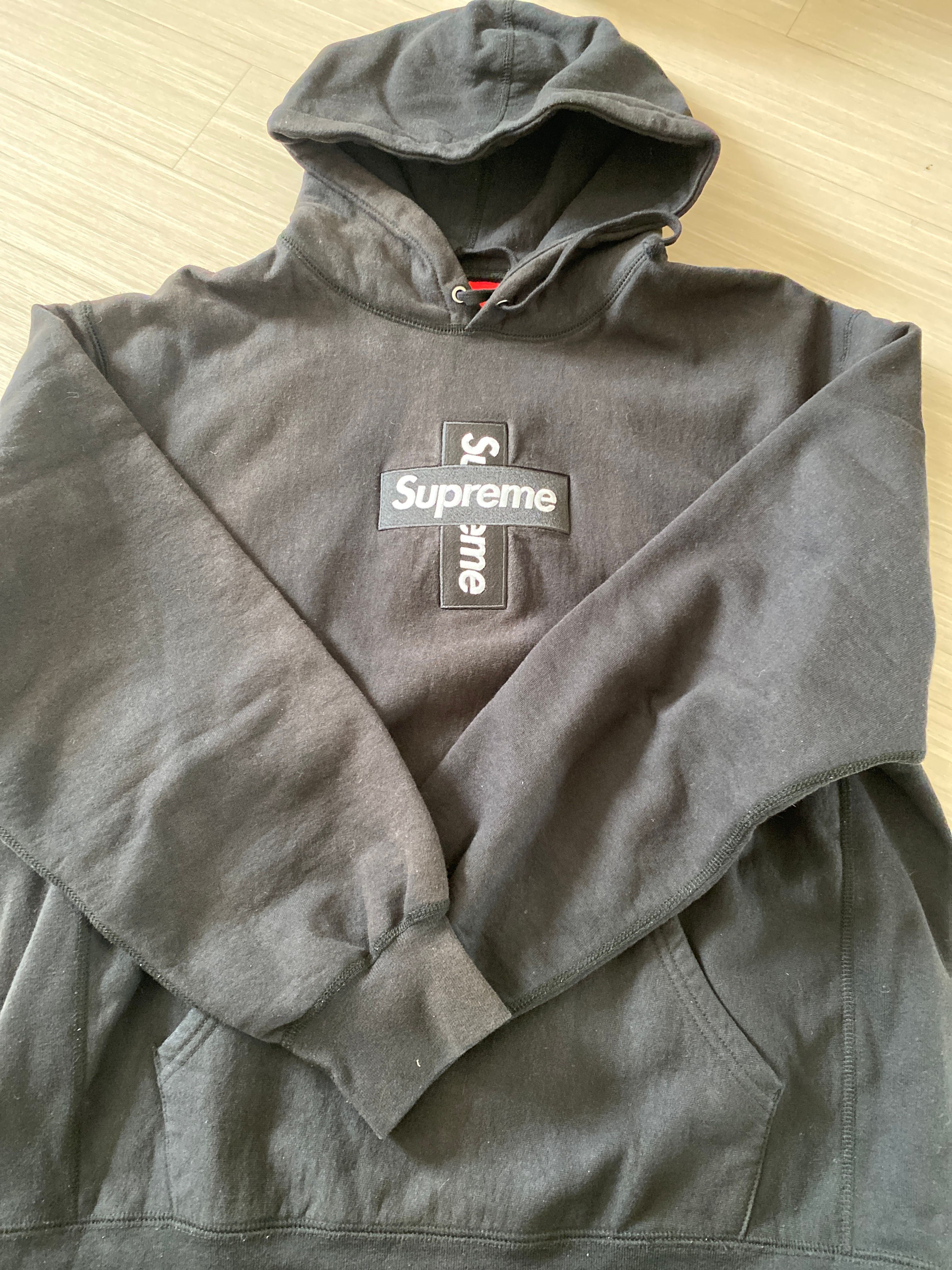 Supreme Cross Box Logo Hooded Sweatshirt "Black"