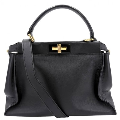 FENDI フェンディ 2WAY ピーカブー レギュラー ハンドバッグ ショルダーバッグ 肩掛け 斜め掛け 8BN290 レザー ブラック 黒 ゴールド金具 レディース【中古品】