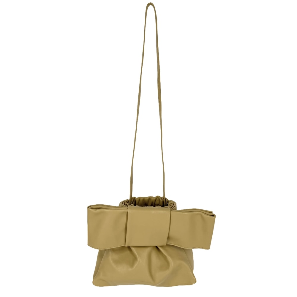 JIL SANDER ジルサンダー ショルダーバッグ ミディアムボウリボンショルダーバッグ 肩掛け 斜め掛け J08WD0026 レザー ベージュ ゴールド金具 レディース【中古品】