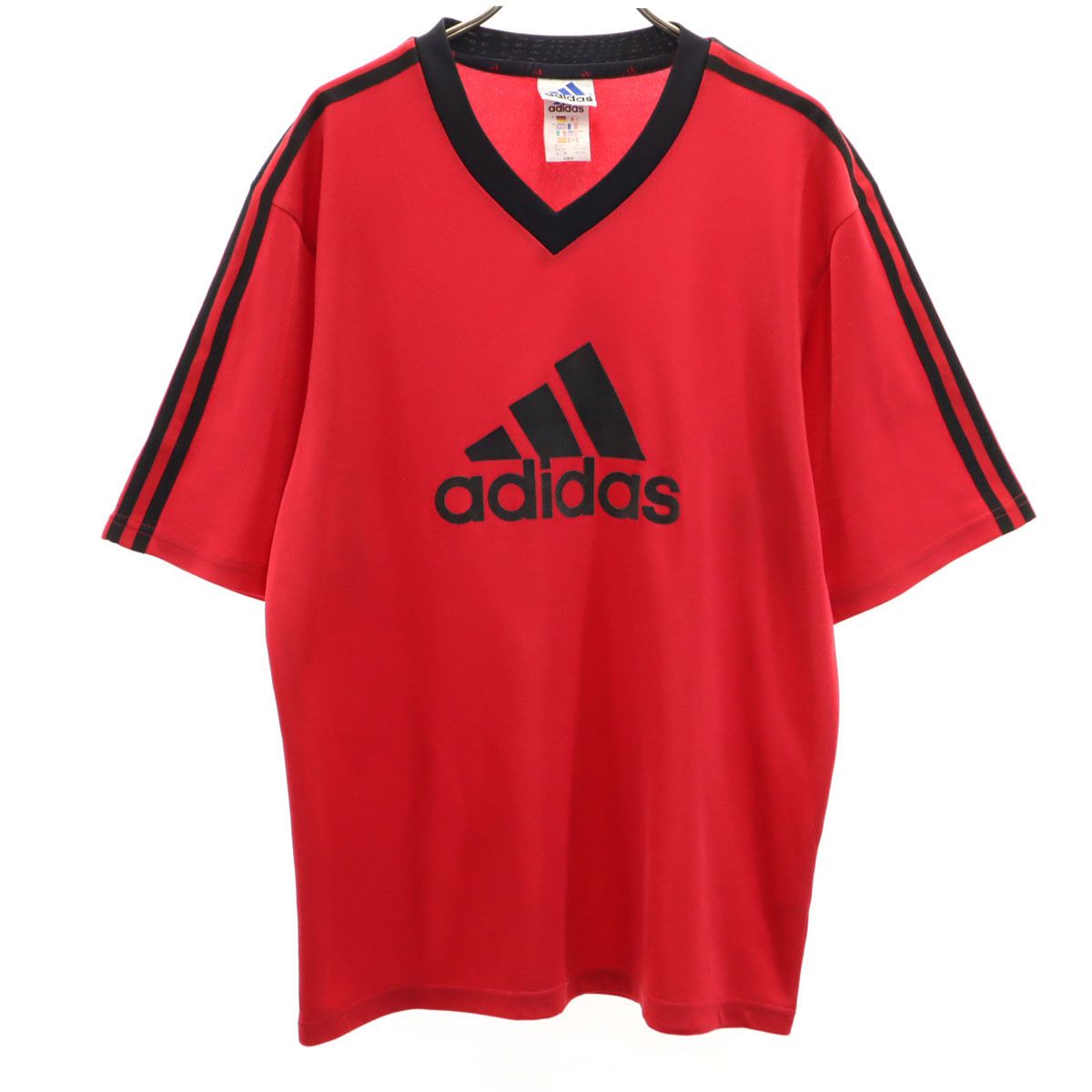 adidas アディダス 半袖 Vネック ウェア L レッド