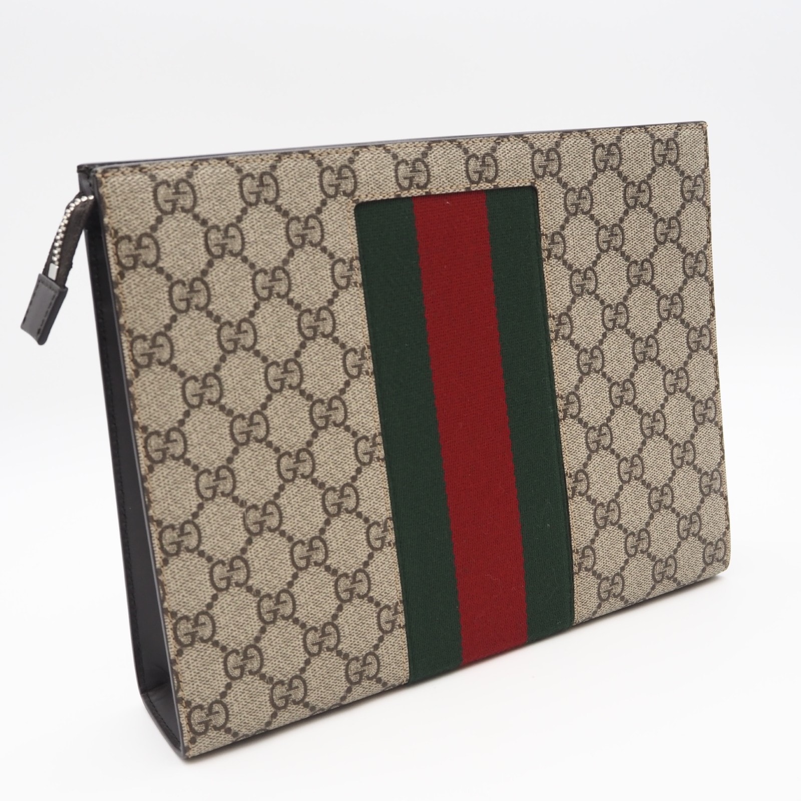 未使用 GUCCI グッチ シェリーライン GGスプリーム クラッチバッグ 475316 クラッチバッグ ベージュ ブラウン コーティングキャンバス レザー メンズ