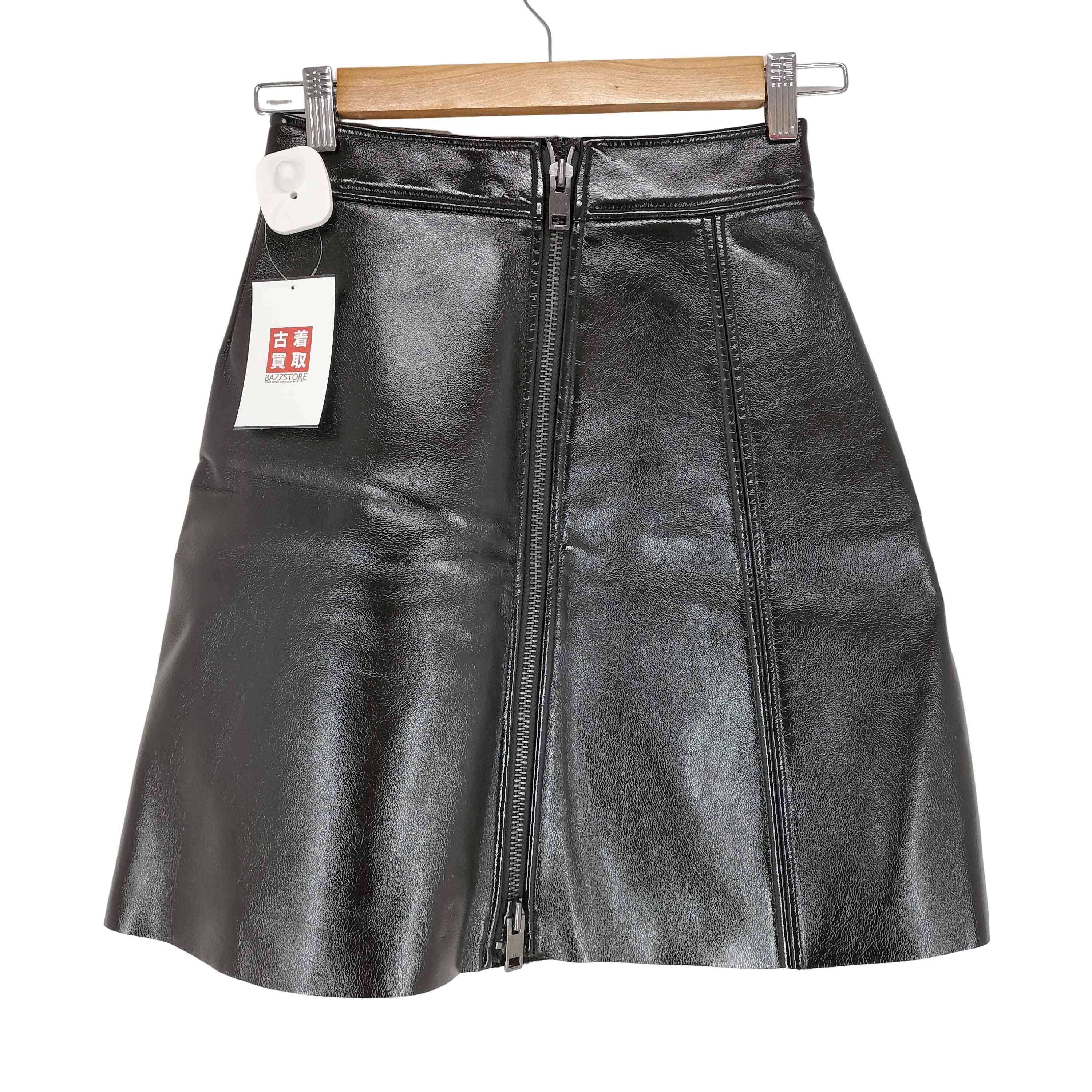 L-DARICE SKIRT エナメルフェイクレザー ジップアップ カットオフ スカート【1138519348739】