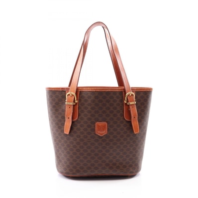 セリーヌ CELINE マカダム トートバッグ バッグ PVCコーティングキャンバス レザー レディース ブラウン系 【中古】