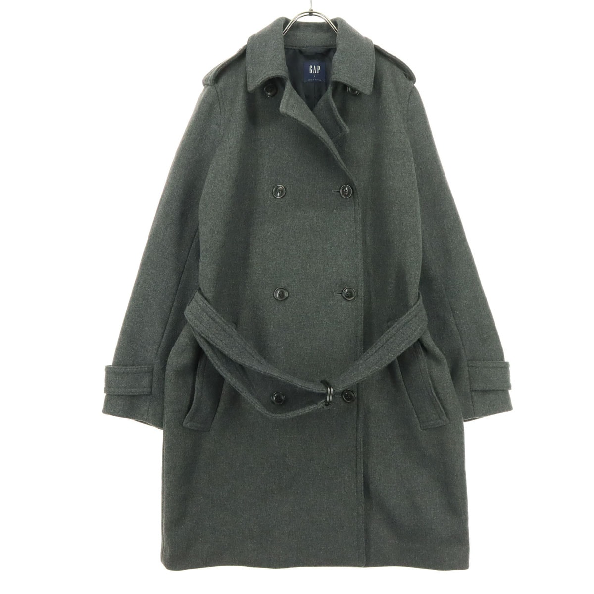美品 GAP ギャップ 長袖 ステンカラーコート M グレー