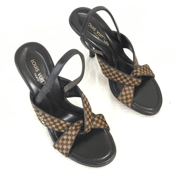ルイヴィトン/LOUIS VUITTON★バックストラップサンダル【35.5/22.5-23.0/茶/BROWN】訳特価/靴/パンプス/ハイヒール/Shoes/sandal◆bQ-396