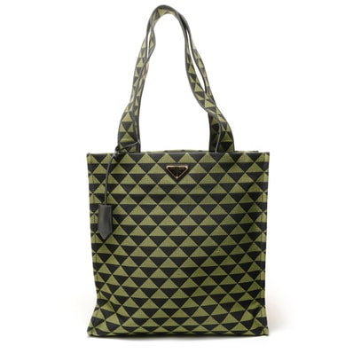プラダ PRADA エンブロイダリーファブリック トートバッグ【中古】