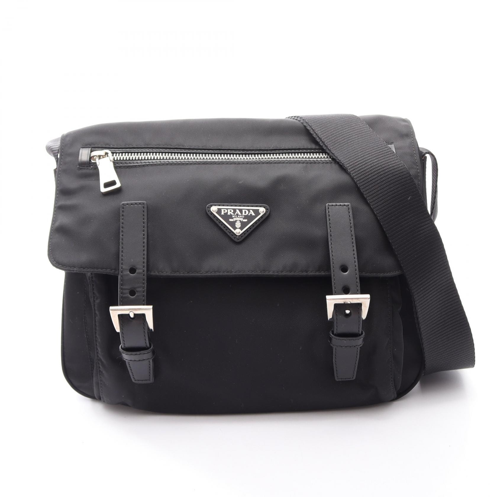 プラダ PRADA TESSUTO ショルダーバッグ バッグ ナイロン レザー レディース ブラック系 【中古】