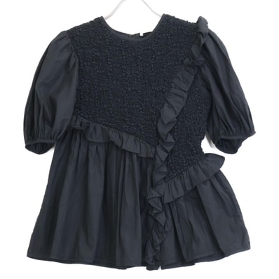 セシリー バンセン ブラック Carlotta Ruffled Cotton-Blend Poplin Top フリルブラウス UK6