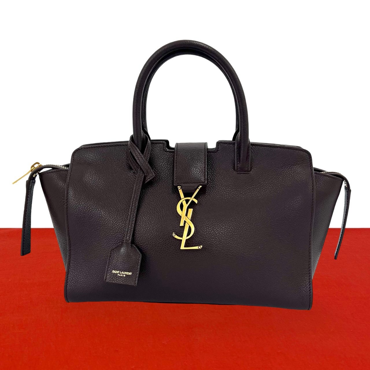 SAINT LAURENT PARIS サンローランパリ ダウンタウン ベイビー カバス YSL ロゴ 金具 レザー ハンドバッグ ブラウン
30229