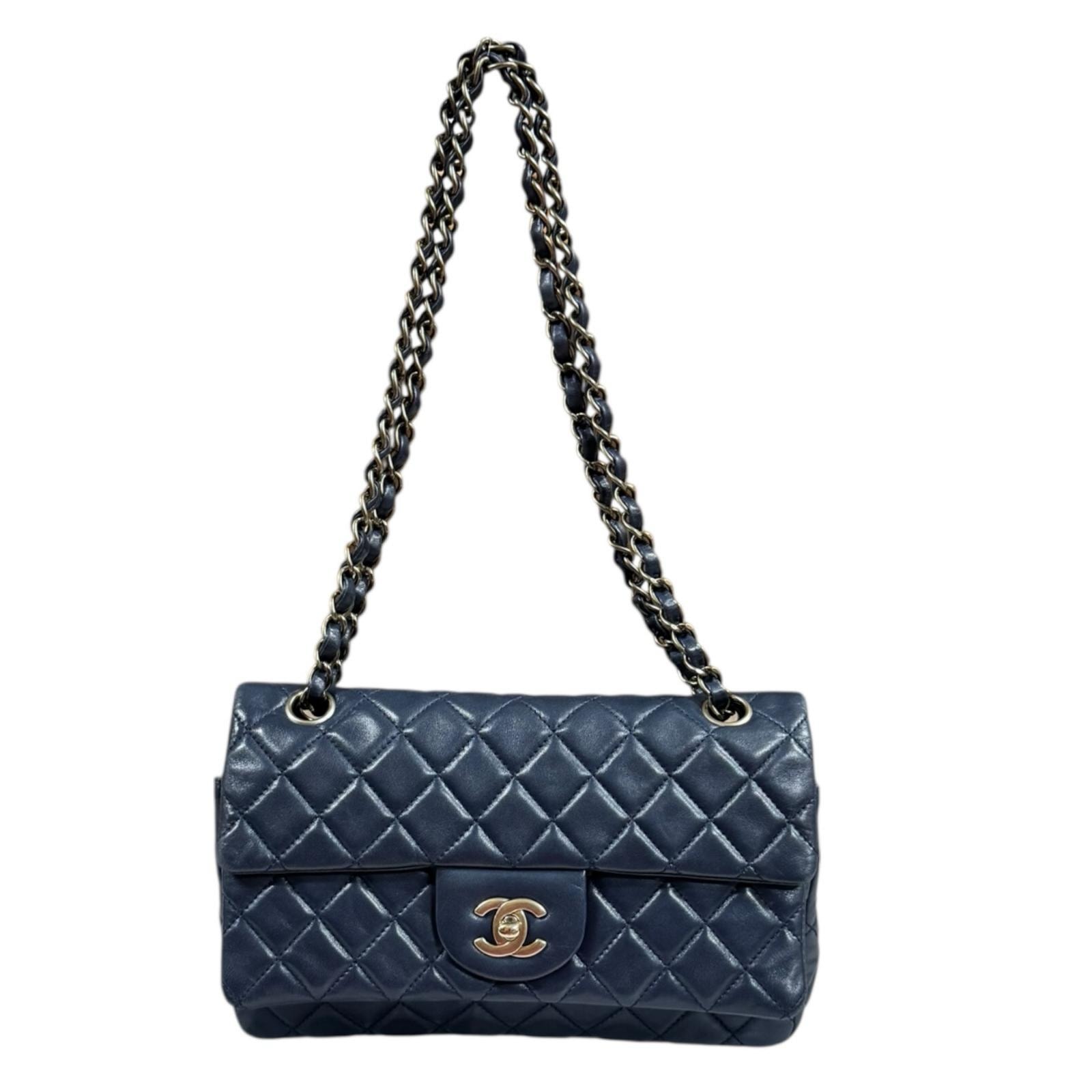 シャネル マトラッセ ショルダーバッグ ラムスキン ネイビー レディース CHANEL  中古