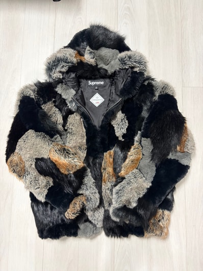 Supreme Patchwork WINDSTOPPER Hooded Faux Fur Jacket "Black"