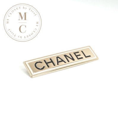 シャネル CHANEL ブローチ コサージュ ゴールド ブラック ホワイト ロゴ