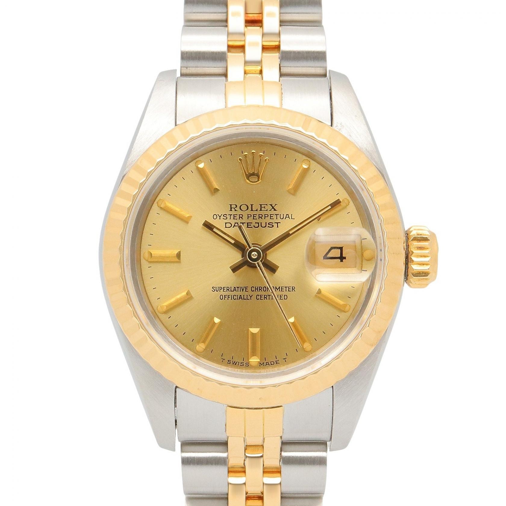 ロレックス ROLEX デイトジャスト 90番 シャンパン バー 腕時計 時計 K18(イエローゴールド) ステンレススチール レディース ゴールド系 69173 【中古】