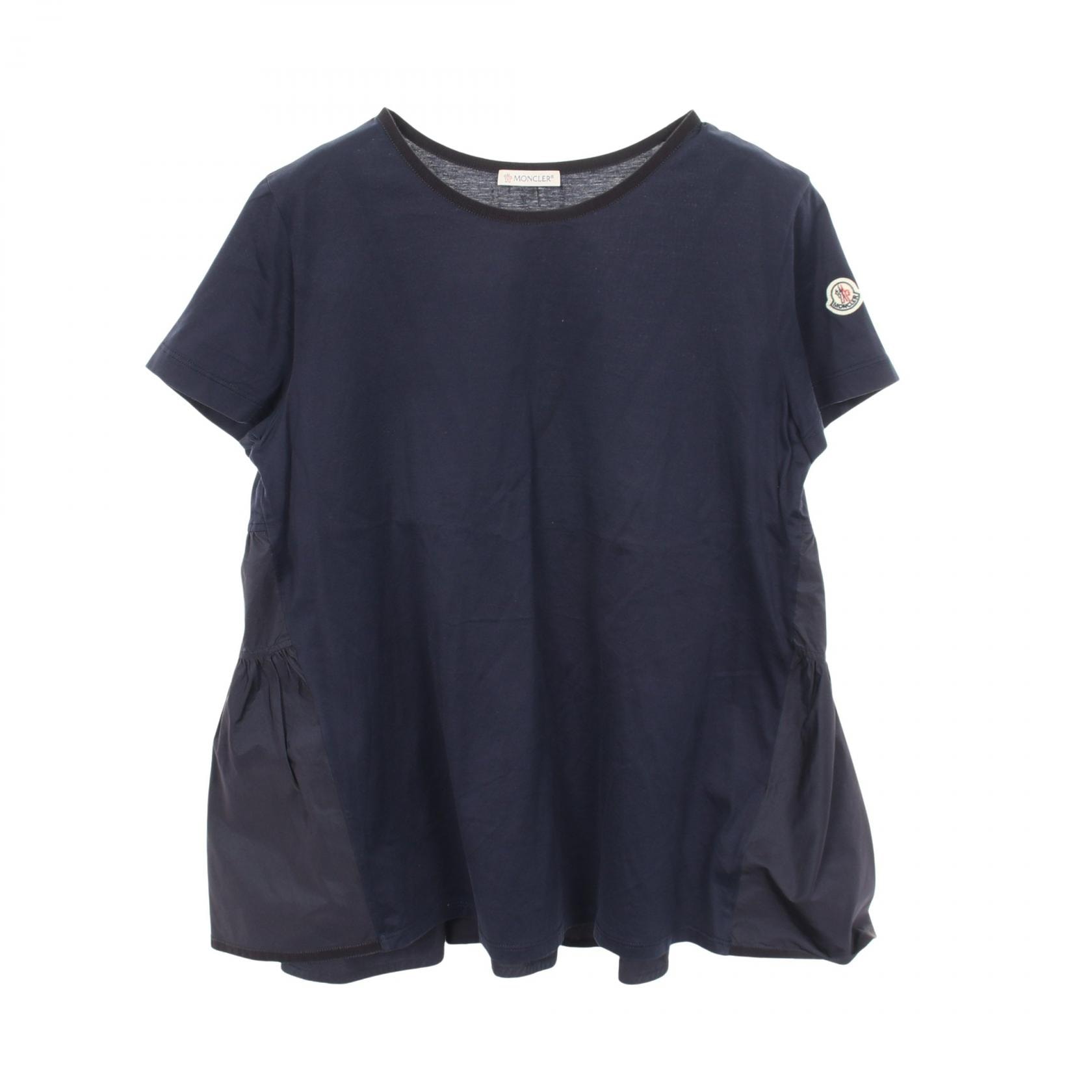 モンクレール MONCLER T-SHIRT GIROCOLLO 切替 カットソー 衣料品 トップス コットン ポリエステル レディース ネイビー系 【中古】